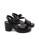 Sandalo nero con tacco a blocco donna