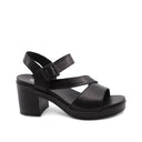 Sandalo nero con tacco a blocco donna