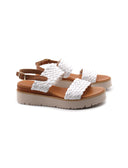 Sandalo in pelle intrecciata da donna