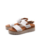 Sandalo in pelle intrecciata da donna