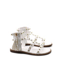 Sandalo da bimba con borchie oro e zip