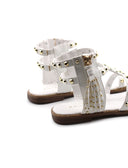 Sandalo da bimba con borchie oro e zip