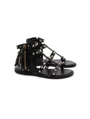 Sandalo da bimba con borchie oro e zip