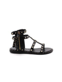 Sandalo da bimba con borchie oro e zip