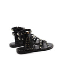 Sandalo da bimba con borchie oro e zip