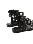 Sandalo da bimba con borchie oro e zip
