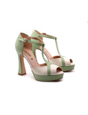 Décolleté open toe bicolor da donna