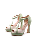 Décolleté open toe bicolor da donna