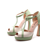 Décolleté open toe bicolor da donna