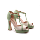 Décolleté open toe bicolor da donna