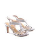 Sandalo argento con glitter da donna