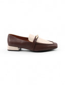Mocassino bicolore con inserto dorato