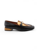 Mocassino bicolore con inserto dorato