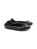 Ballerina in pelle con fiocco da donna