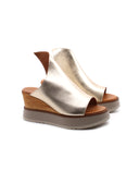Ciabatta donna con zeppa in vera pelle
