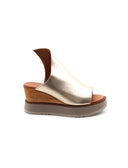 Ciabatta donna con zeppa in vera pelle