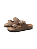 Ciabatta in pelle a doppia fascia donna
