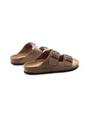 Ciabatta in pelle a doppia fascia donna
