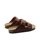 Ciabatta in pelle a doppia fascia donna