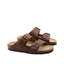 Ciabatta in pelle a doppia fascia donna