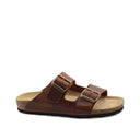 Ciabatta in pelle a doppia fascia donna