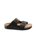 Ciabatta in pelle a doppia fascia donna
