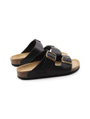 Ciabatta in pelle a doppia fascia donna