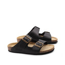 Ciabatta in pelle a doppia fascia donna