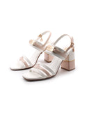 Sandalo bicolore con tacco da donna