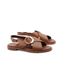 Sandalo in vera pelle con fibbia donna