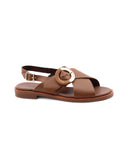 Sandalo in vera pelle con fibbia donna