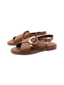 Sandalo in vera pelle con fibbia donna