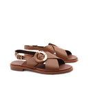Sandalo in vera pelle con fibbia donna