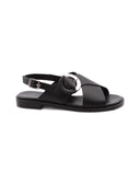 Sandalo in vera pelle con fibbia donna
