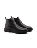 Stivaletto biker nero in pelle da uomo