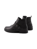 Stivaletto biker nero in pelle da uomo