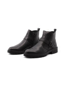 Stivaletto biker nero in pelle da uomo