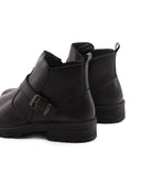 Stivaletto biker nero in pelle da uomo