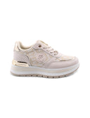 Sneaker platform donna con dettagli oro