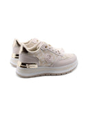 Sneaker platform donna con dettagli oro