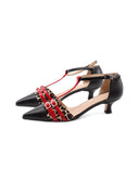 Kitten heel t-bar animalier da donna