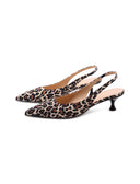 Slingback kitten heel animalier donna