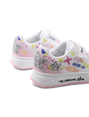 Sneaker con stampa, glitter e borchie