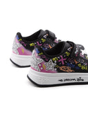 Sneaker con stampa, glitter e borchie