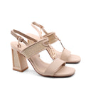 Sandalo tacco con morsetto da donna