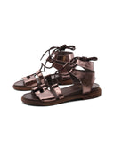 Sandalo alla schiava in pelle da donna