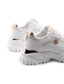 Sneaker bianca con glitter da donna