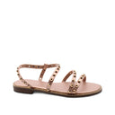 Sandalo laminato con borchie da donna