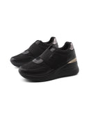 Sneaker zeppe slip on con glitter donna