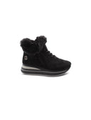 Sneaker zeppa con pelliccia da donna